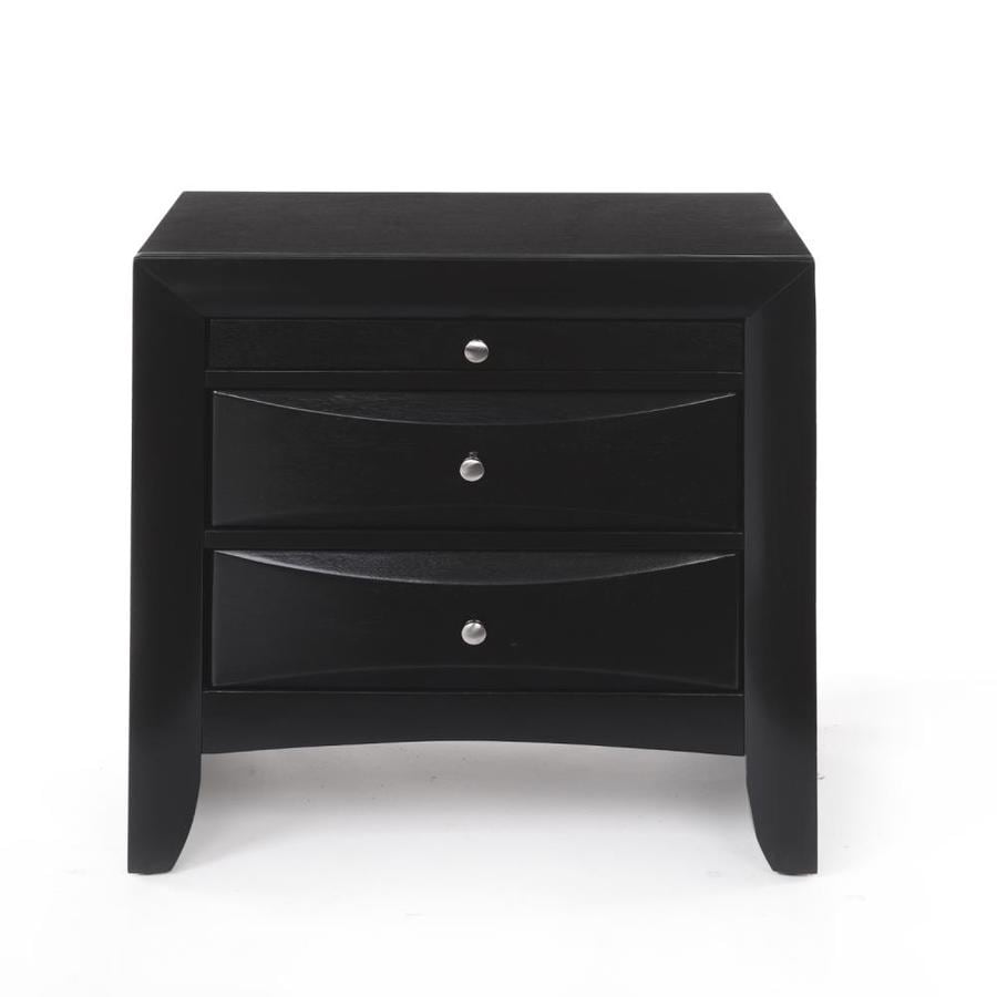 Black Benzara Wooden Nightstand with Two Drawers