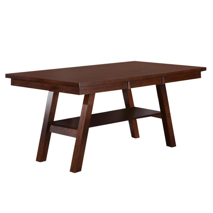 Benzara Dark Brown Dining Table, Wood with Brown Wood Base in the