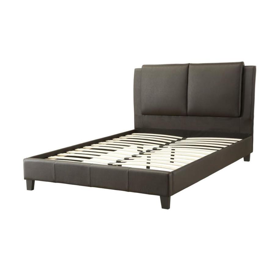 Benzara Wooden Full Bed with Pu Head Board, Brown