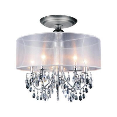 CWI Lighting Halo 22-in Chrome Transitional Incandescent Flush Mount Light CWI Lighting Halo 22-in Chrome Transitional Incandescent Flush Mount Light