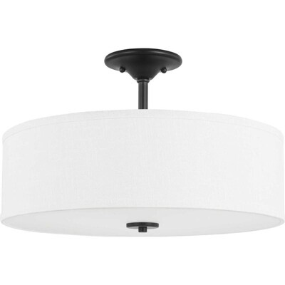 Progress Lighting Inspire 11.5-in Graphite Farmhouse Incandescent Semi-Flush Mount Light Progress Lighting Inspire 11.5-in Graphite Farmhouse Incandescent Semi-Flush Mount Light
