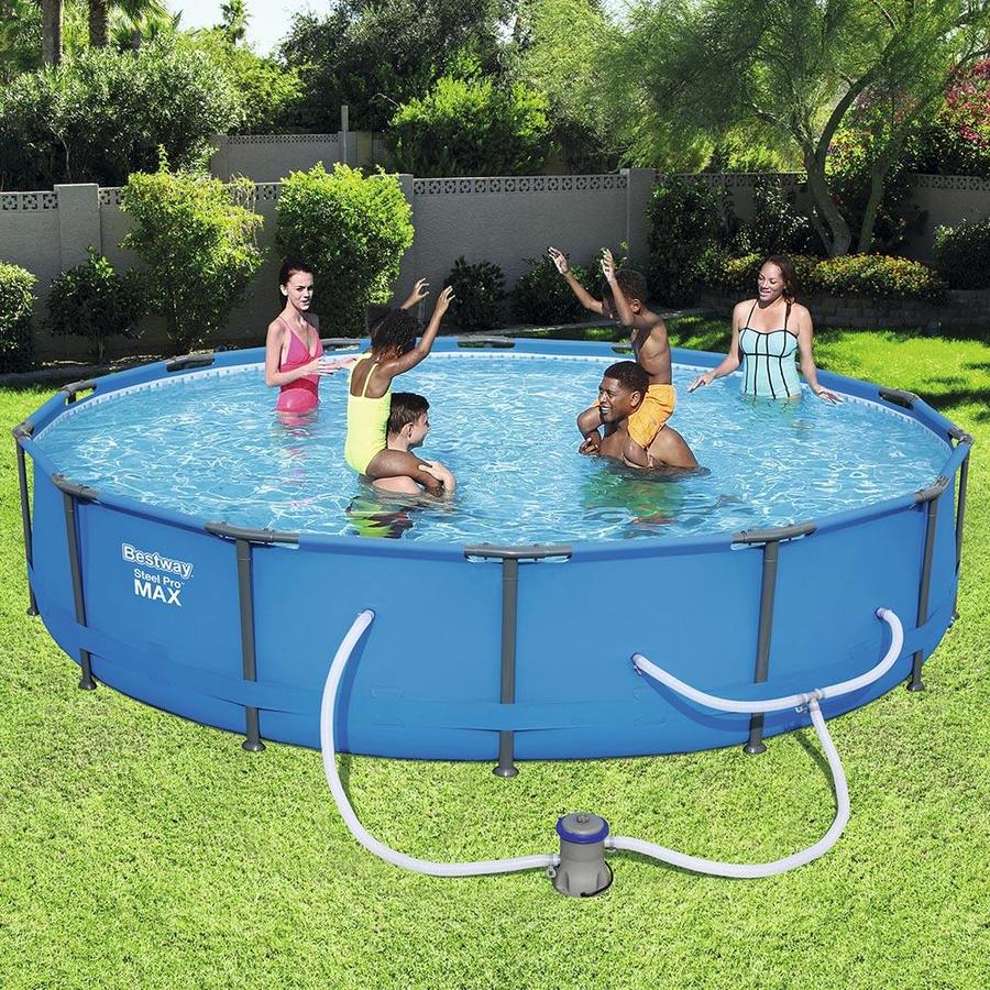 Bestway 14-ft x 14-ft x 33-in Round Above-Ground Pool in the Above ...