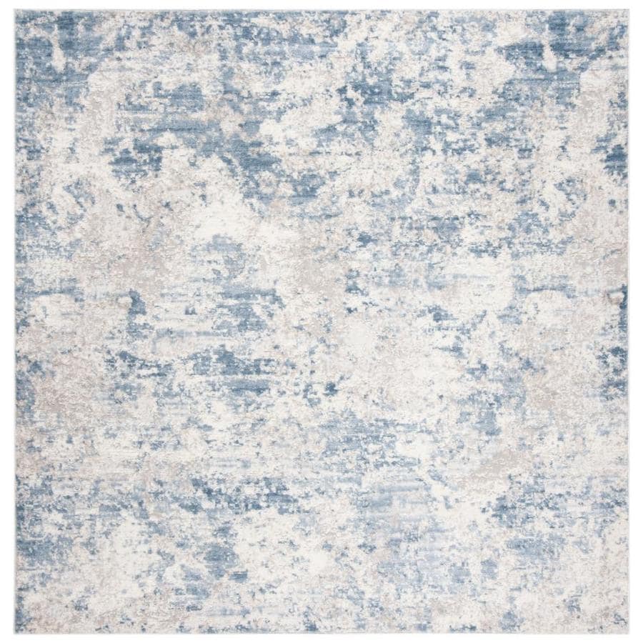 blue square wool rug