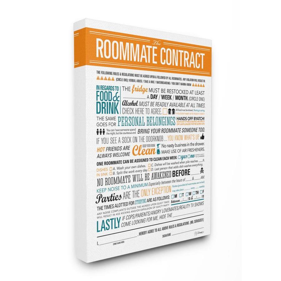 Stupell Industries Stupell Industries Roommate Contract Funny Word Design Stretched Canvas Wall Art By Jadei Graphics 16 X 1 5 X In The Wall Art Department At Lowes Com