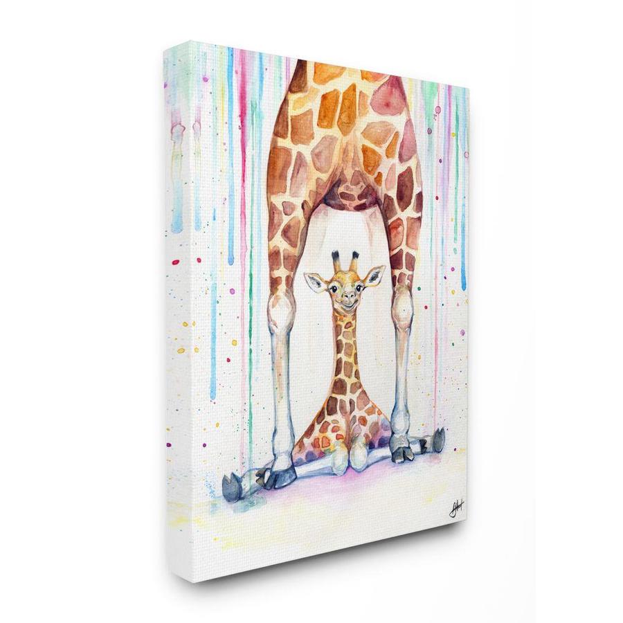 Stupell Industries Stupell Industries Colorful Cute Giraffe Family Animal Watercolor Painting Xxl Stretched Canvas Wall Art By Marc Allante 30 X 1 5 X 40 In The Wall Art Department At Lowes Com