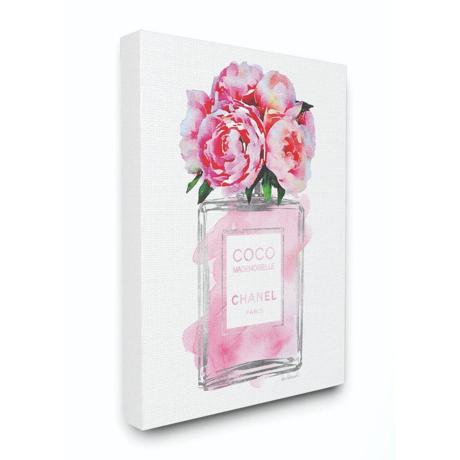 Stupell Industries Glam Perfume Bottle V2 Flower Silver Pink Peony ...