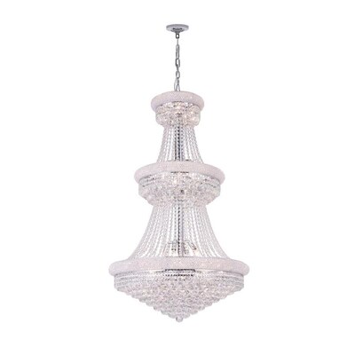 CWI Lighting Empire 32-Light Chrome Traditional Crystal Chandelier CWI Lighting Empire 32-Light Chrome Traditional Crystal Chandelier