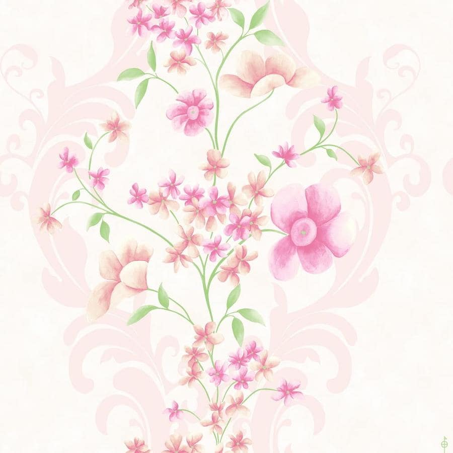 Wallpaper Designer Purple Lavender Cream Green Tan Floral Vine on Dark Gray