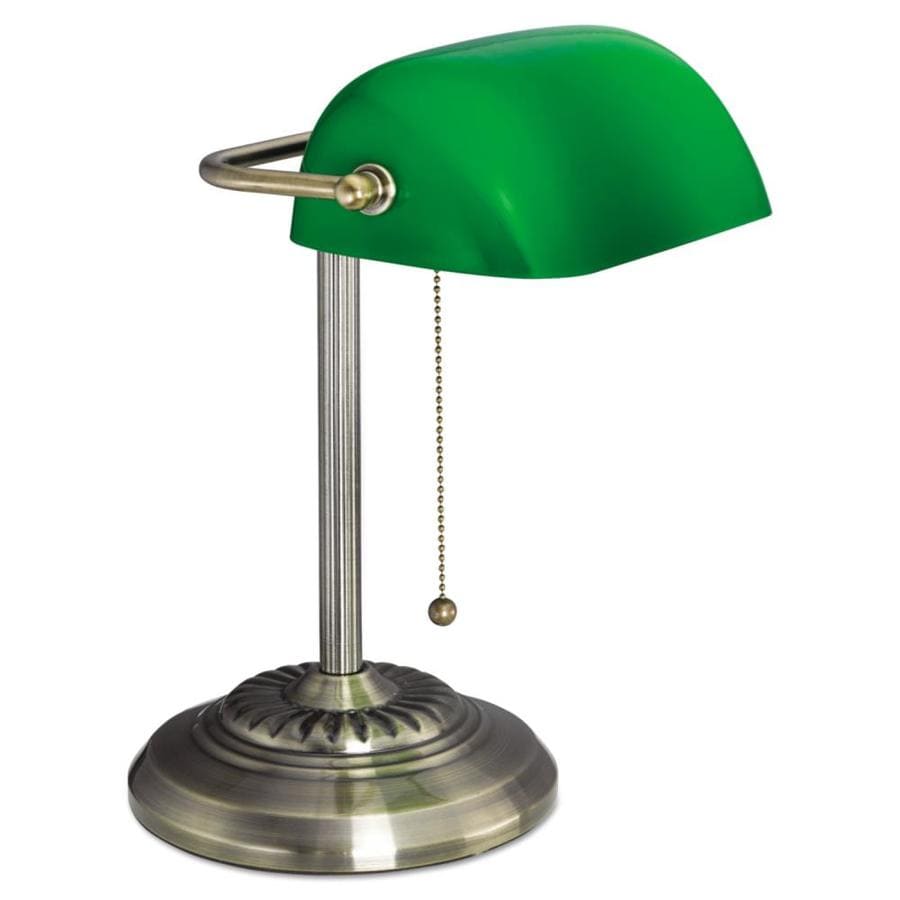 Alera 13-in Adjustable Green/Antique Brass Bankers Desk Lamp with Glass ...