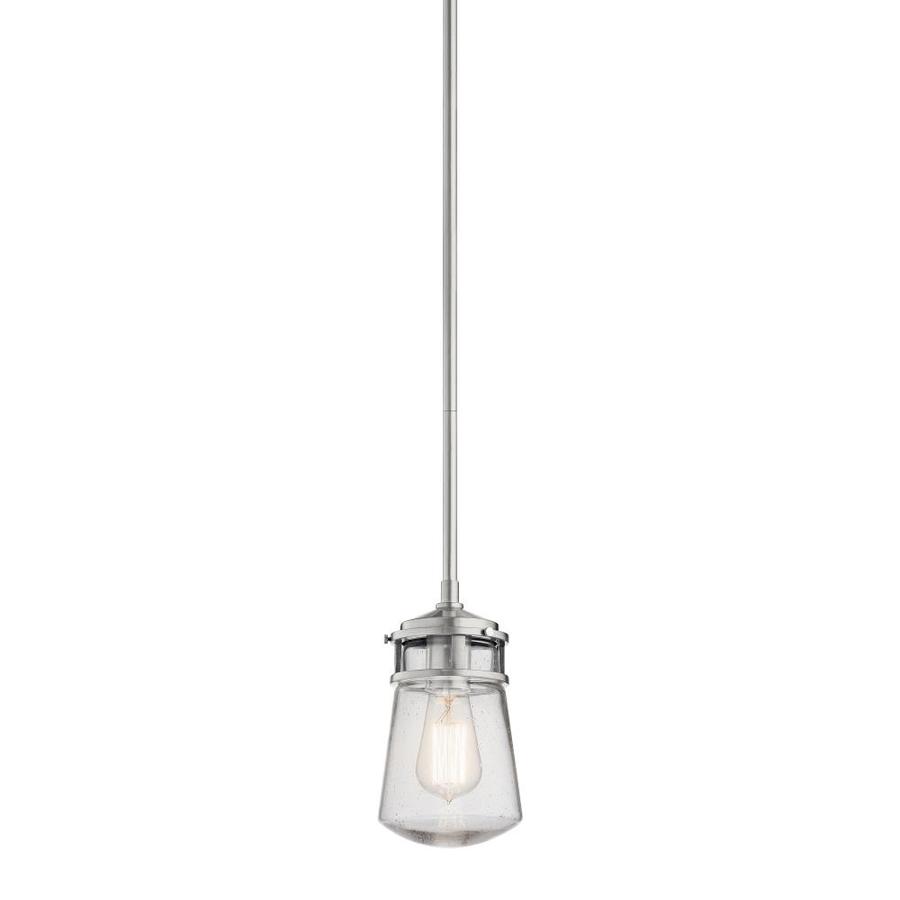 Kichler Lyndon Brushed Aluminum Farmhouse Seeded Glass Jar Mini Pendant Light In The Pendant Lighting Department At Lowes Com