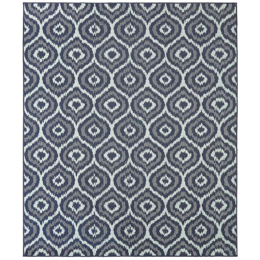 Mohawk Home Oasis 10 x 14 Aqua Indoor/Outdoor Trellis MidCentury Modern Area Rug in the Rugs