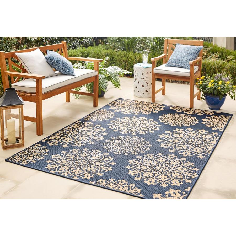 Mohawk Home Oasis 8 x 10 Navy Indoor/Outdoor Geometric Mid-Century ...