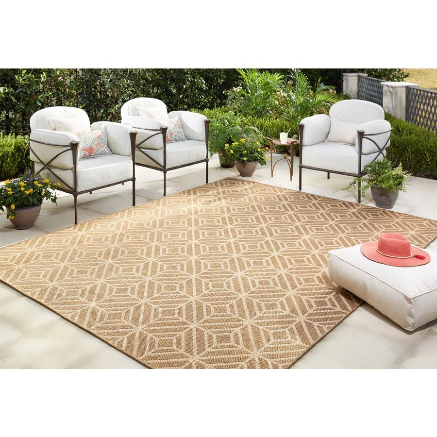 Mohawk Home Oasis 10 x 14 Natural Indoor/Outdoor Geometric Mid-Century ...