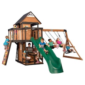 Backyard Discovery Springboro Residential Wood Playset In The Wood Playsets Swing Sets Department At Lowes Com