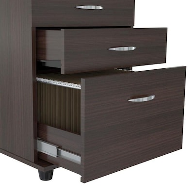 Homeroots 27 In Espresso Melamine And Engineered Wood File Cabinet