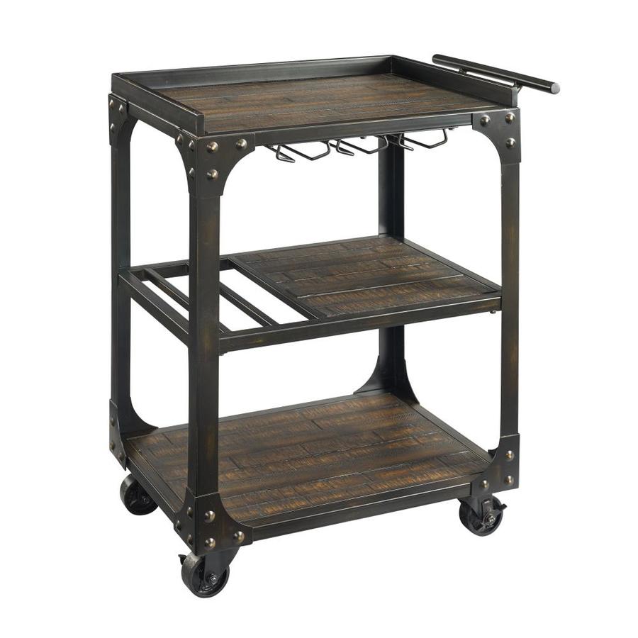 L. Powell Company Brown Metal Base with Wood Top Kitchen Cart (17in x