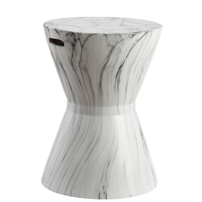 Jonathan Y African Drum 17 3 In White Marble Finish Ceramic
