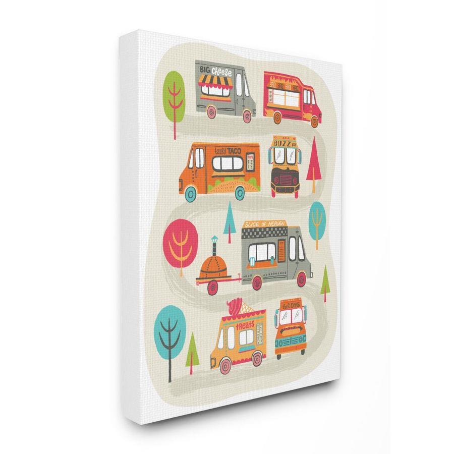 Stupell Industries Mod Illustration Quirky Food Trucks And Trees 40 In H X 30 In W Kids Print On Canvas In The Wall Art Department At Lowes Com