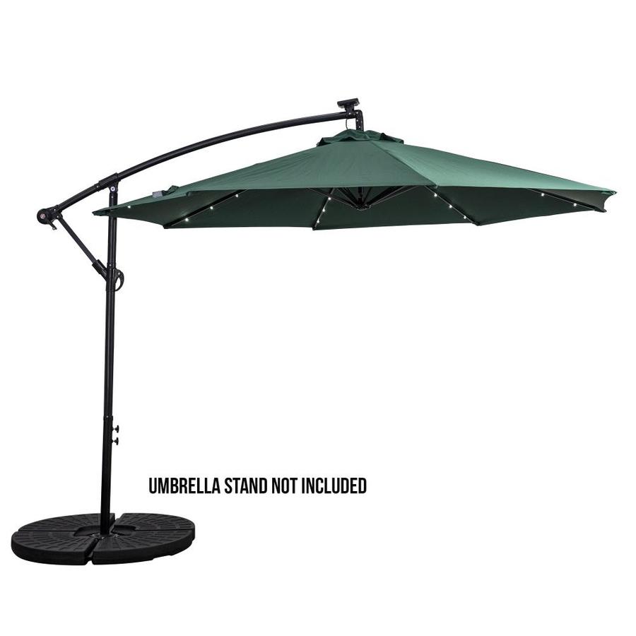 Sunnydaze Decor 10 5 Ft Octagon Beige With Grey Steel Frame Solar Powered Crank Offset Patio Umbrella In The Patio Umbrellas Department At Lowes Com