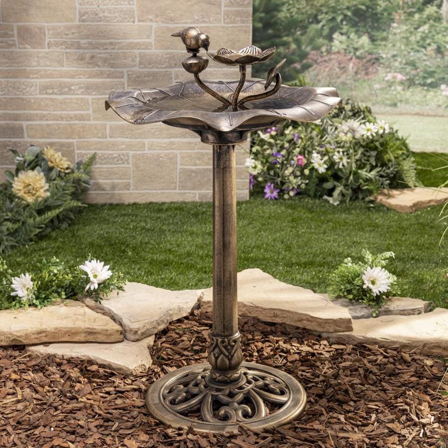 Gerson International 32-in H Bronze Resin Complete Birdbath in the ...