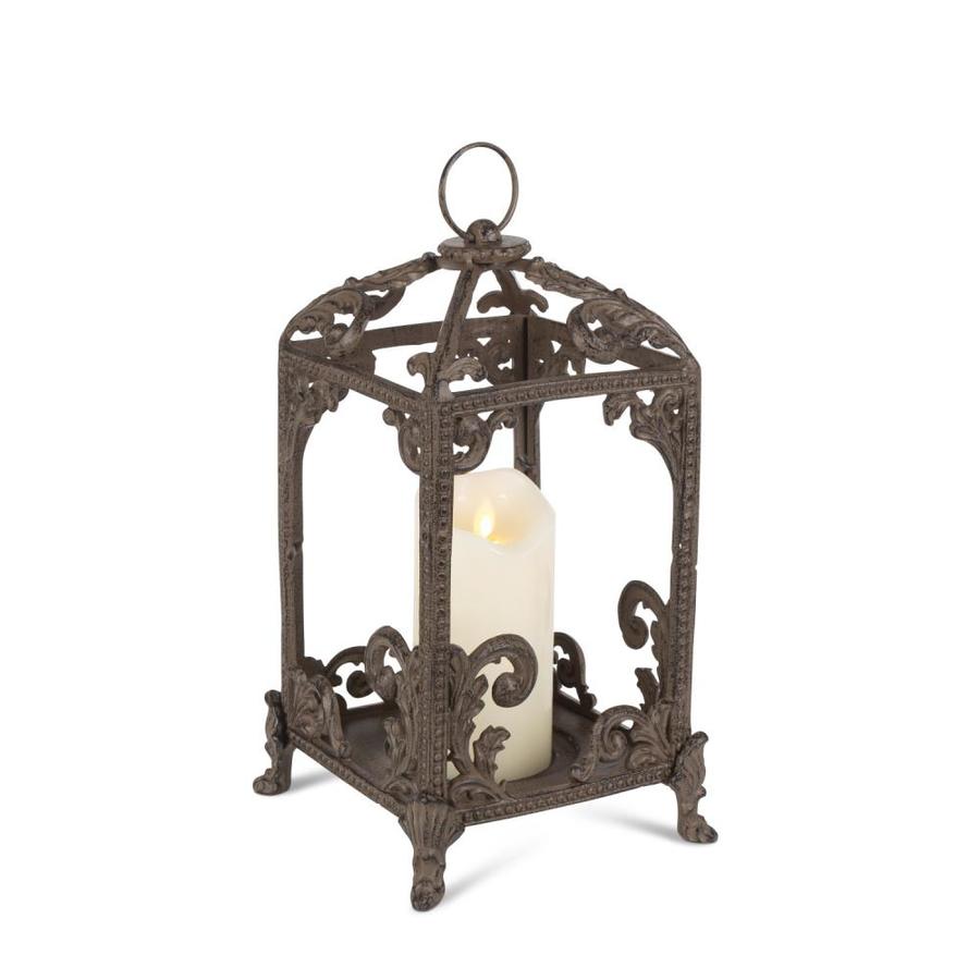 The GG Collection 1 Candle Acanthus Leaf Metal Lantern Candle Holder in