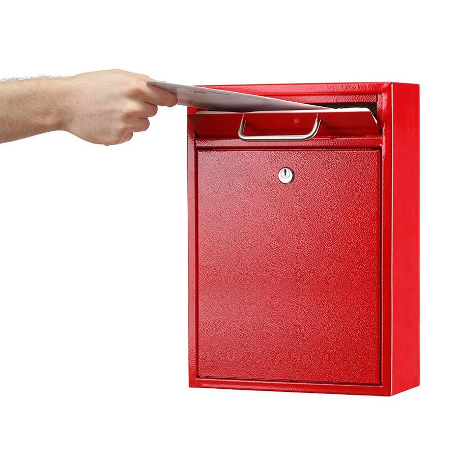 AdirOffice Standard Metal Red Wall Mount Lockable Mailbox in the ...