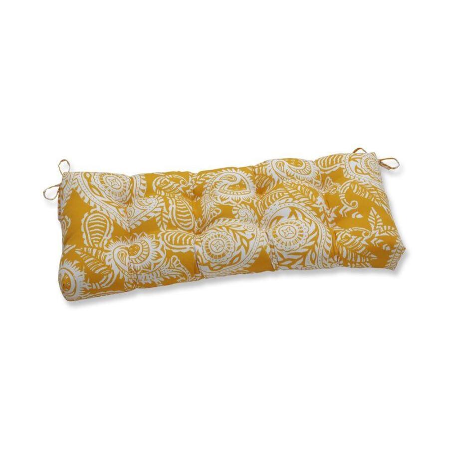 Pillow Perfect Addie Egg Yolk Yellow Patio Bench Cushion in the Patio