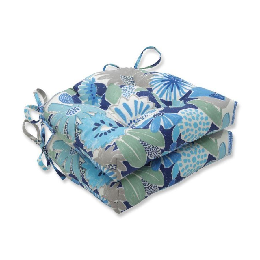 Pillow Perfect Catching Rays Cobalt 2Piece Blue Patio Chair Cushion in the Patio Furniture