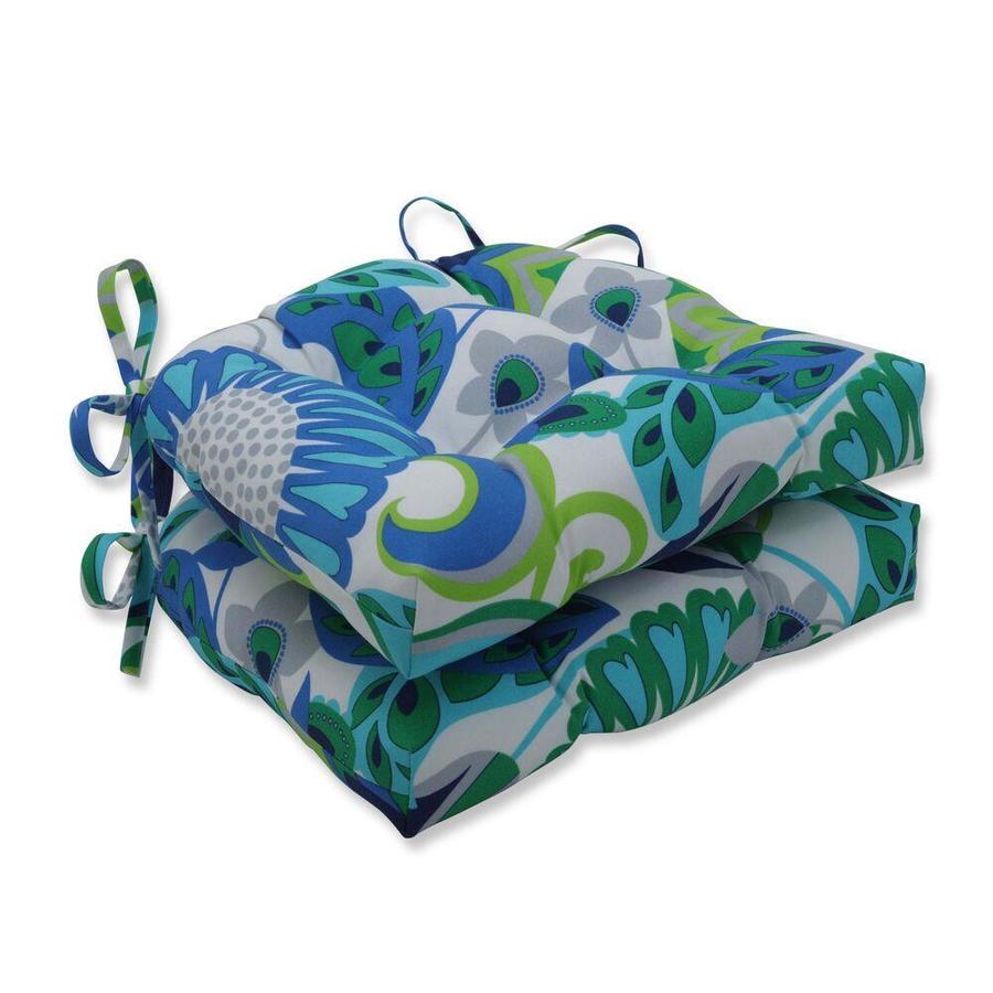 Pillow Perfect Sophia Turquoise/Green 2Piece Green Patio Chair Cushion in the Patio Furniture