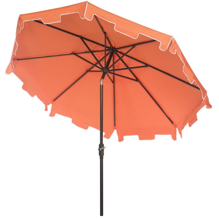 Safavieh 9 Ft Octagon Yellow White With Brown Aluminum Frame Crank Market Patio Umbrella In The Patio Umbrellas Department At Lowes Com