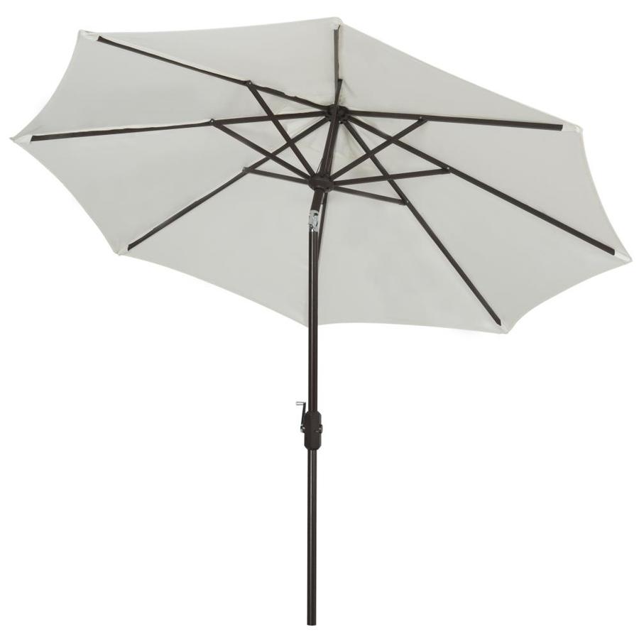 Safavieh 9 Ft Octagon Yellow White Trim With Brown Aluminum Frame Push Button Tilt Market Patio Umbrella In The Patio Umbrellas Department At Lowes Com