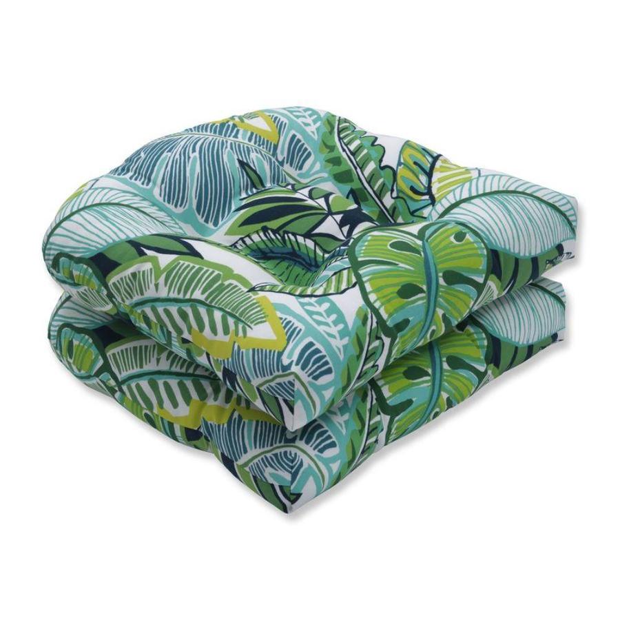 Pillow Perfect Aruba Jungle Green 2-Piece Blue Patio Chair Cushion in ...