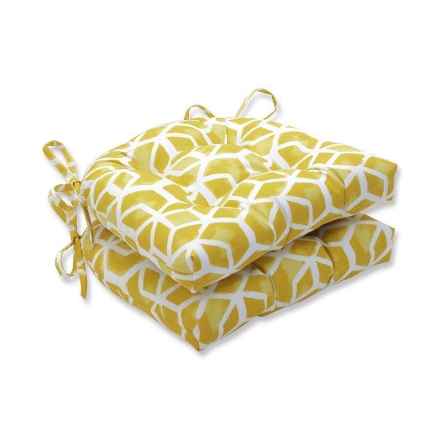 Pillow Perfect Celtic Pineapple 2Piece Yellow Patio Chair Cushion in