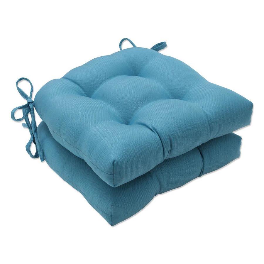 Pillow Perfect Tweed Aqua 2-Piece Blue Patio Chair Cushion in the Patio ...