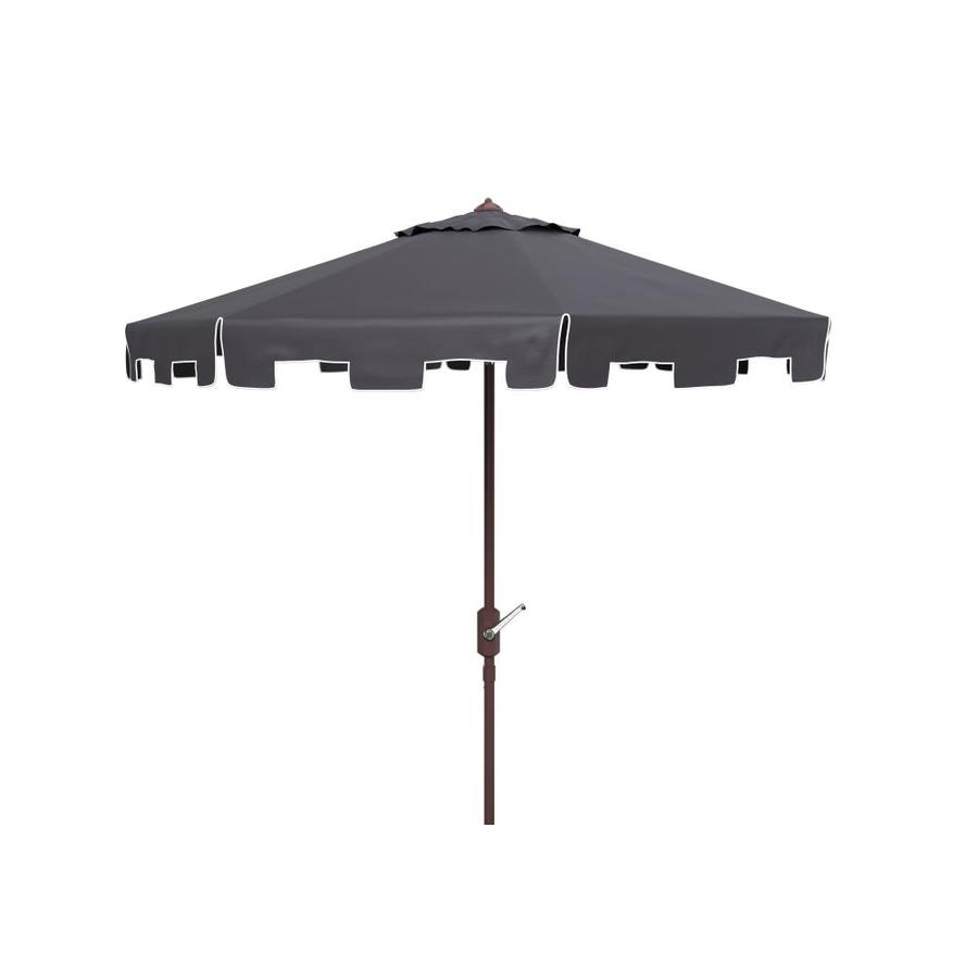 Safavieh 10 8 Ft Octagon White Black With Brown Aluminum Frame Crank Garden Patio Umbrella In The Patio Umbrellas Department At Lowes Com