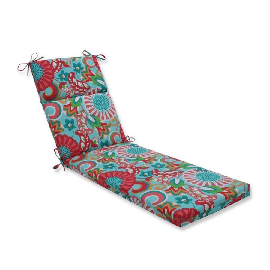 Pillow Perfect Sophia Turquoise/Coral Green Patio Chaise Lounge Chair