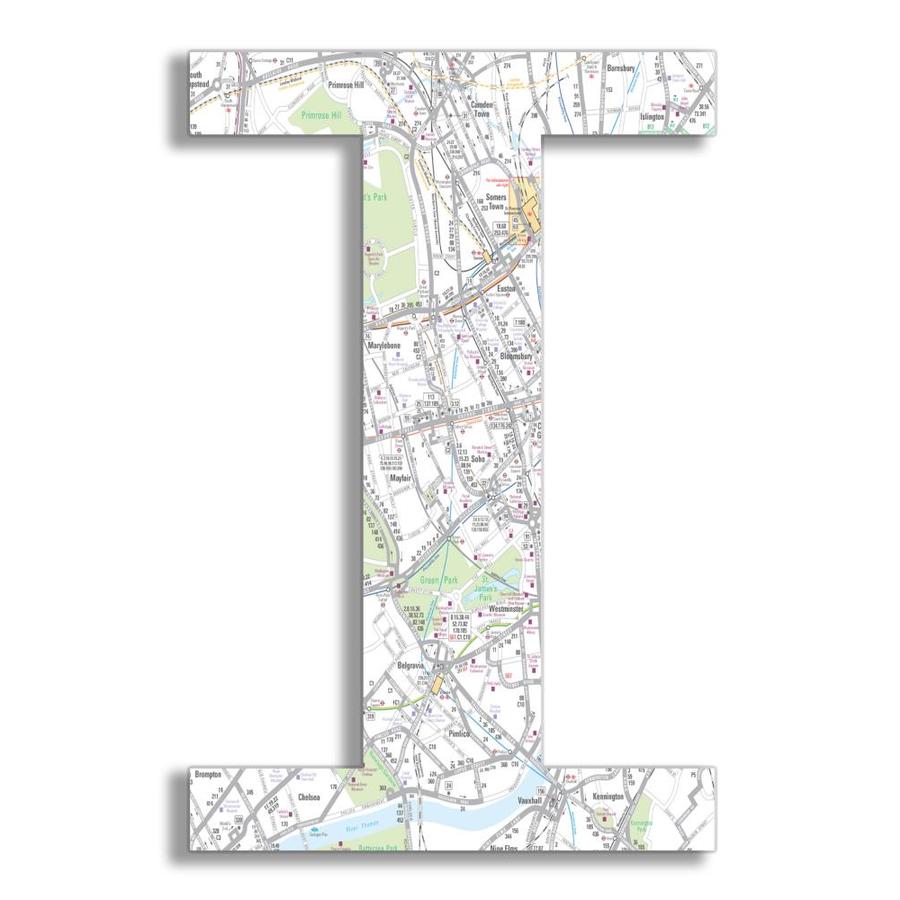 The Stupell Home Decor Collection London Map Hanging Wall Initial 18-Inch S