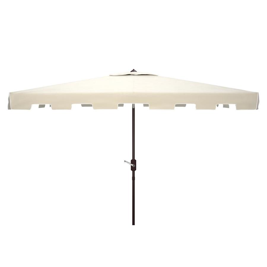 Safavieh 9 Ft Octagon Gray White With Brown Aluminum Frame Crank Market Patio Umbrella In The Patio Umbrellas Department At Lowes Com