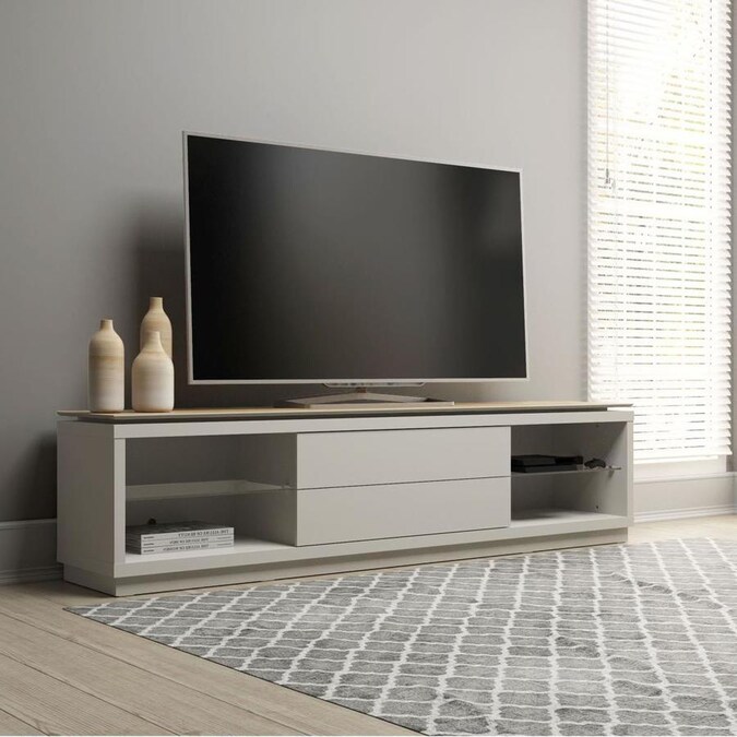 Manhattan Comfort Lincoln Cinnamon and Off White TV Stand ...