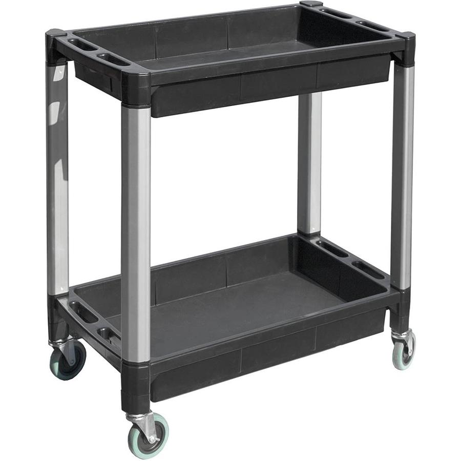 MaxxHaul MaxWorks 80384 Black and Gray Two-Tray Service/Utility Cart ...