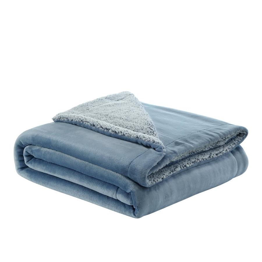 Cozy Tyme Orville Light Blue Polyester Throw in the Blankets & Throws ...