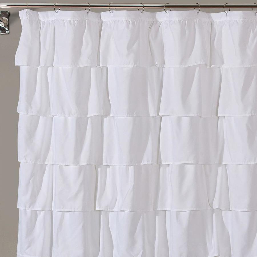 Style Quarters BIANCA RUFFLE Shower Curtain- White Ruffles- Polyester ...