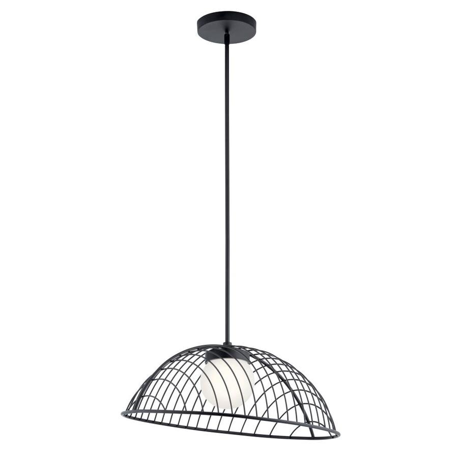 elan Clevo Matte Black Modern/Contemporary Etched Glass Dome LED ...