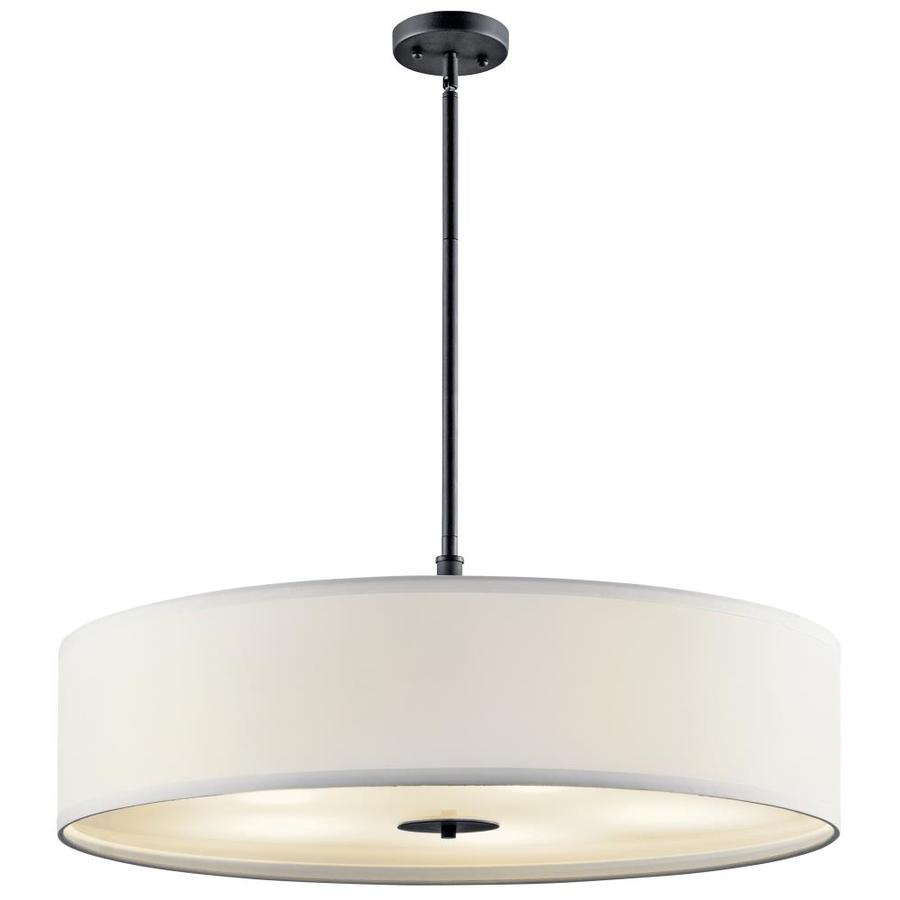 Kichler Drum Black Transitional Etched Glass Drum Pendant Light in the