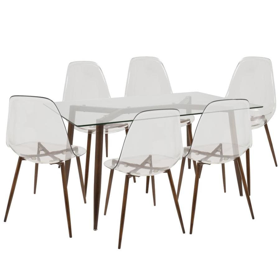 Lumisource Clara Walnut Clear Dining Room Set With Rectangular Table In The Dining Room Sets Department At Lowes Com
