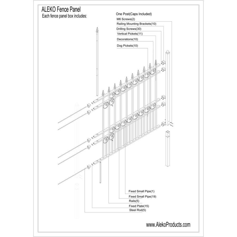 ALEKO High Quality Ornamental Fence Ornamental Fence 7-ft H x 5.2-ft W ...