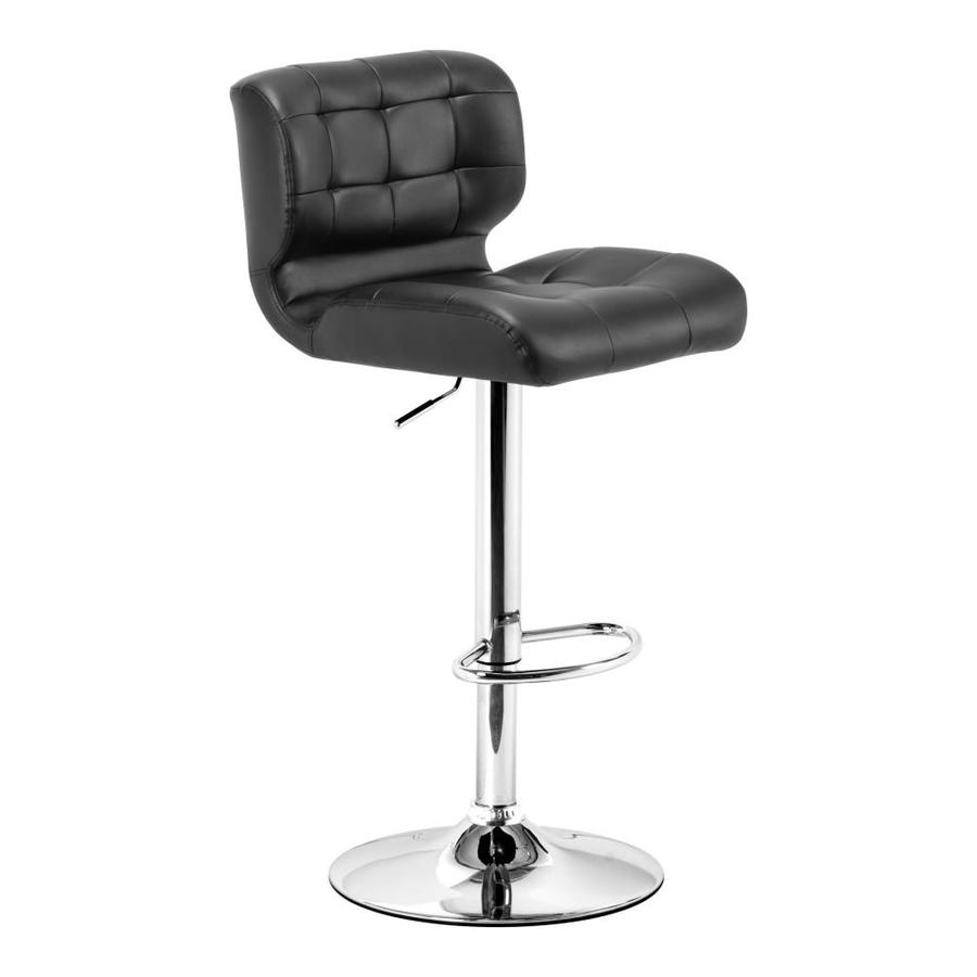 Zuo Modern Formula Black Adjustable Height Upholstered Swivel Bar Stool 