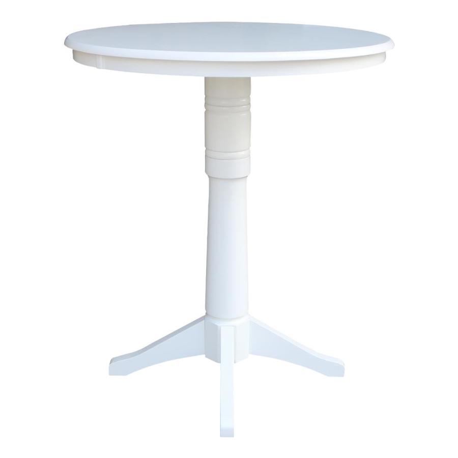 International Concepts White Round Bar Table, Wood with White Wood Base ...