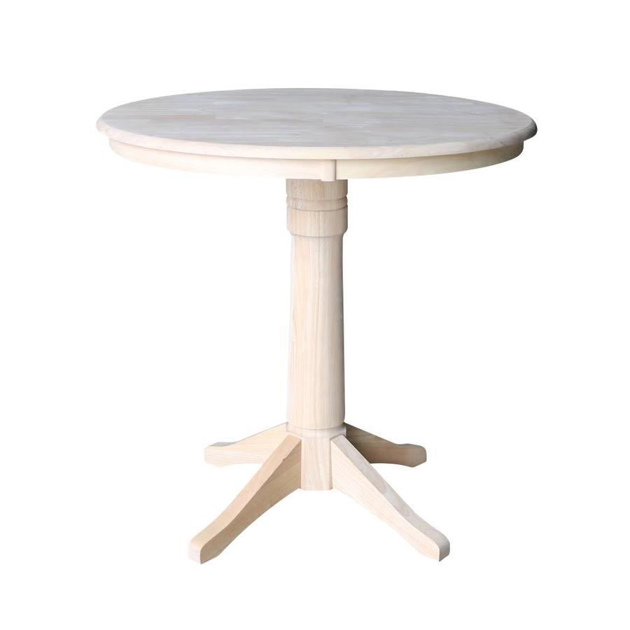 International Concepts Unfinished Wood Round Counter Table with ...