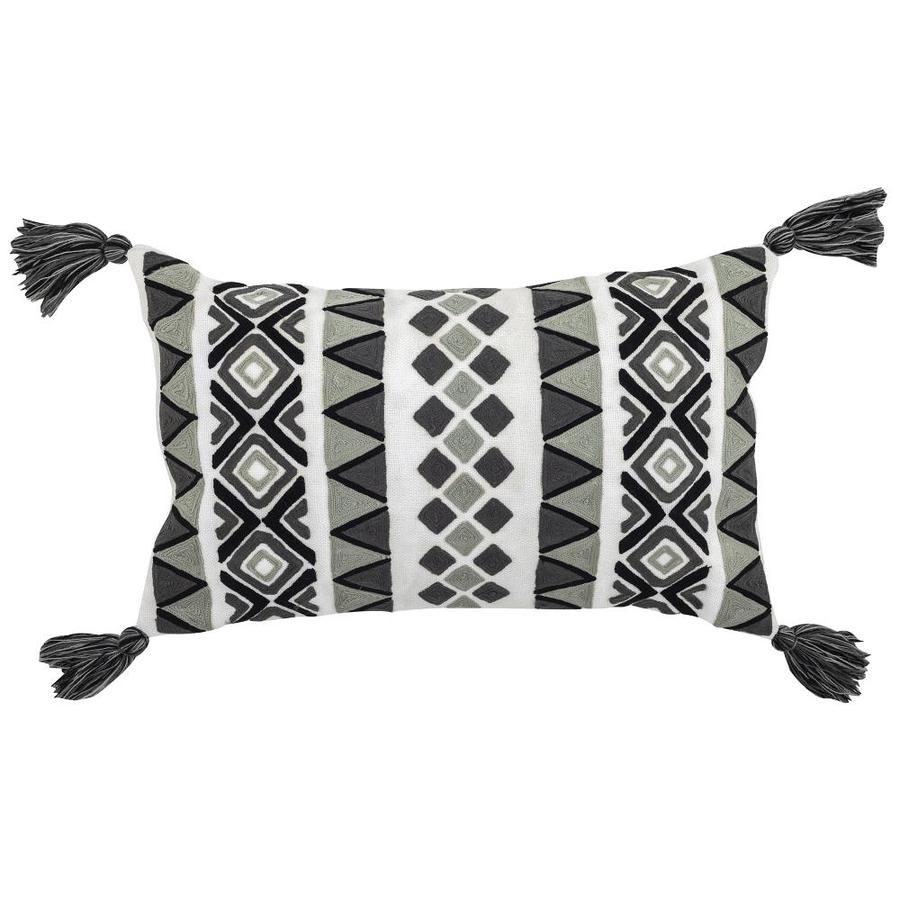 Divine Home Geometric Gray/Black Rectangular Lumbar Pillow in the ...